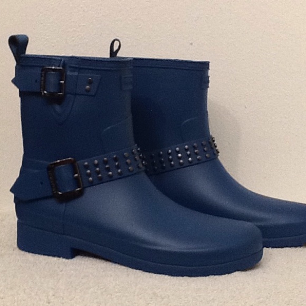 Hunter refined stud biker rain boots